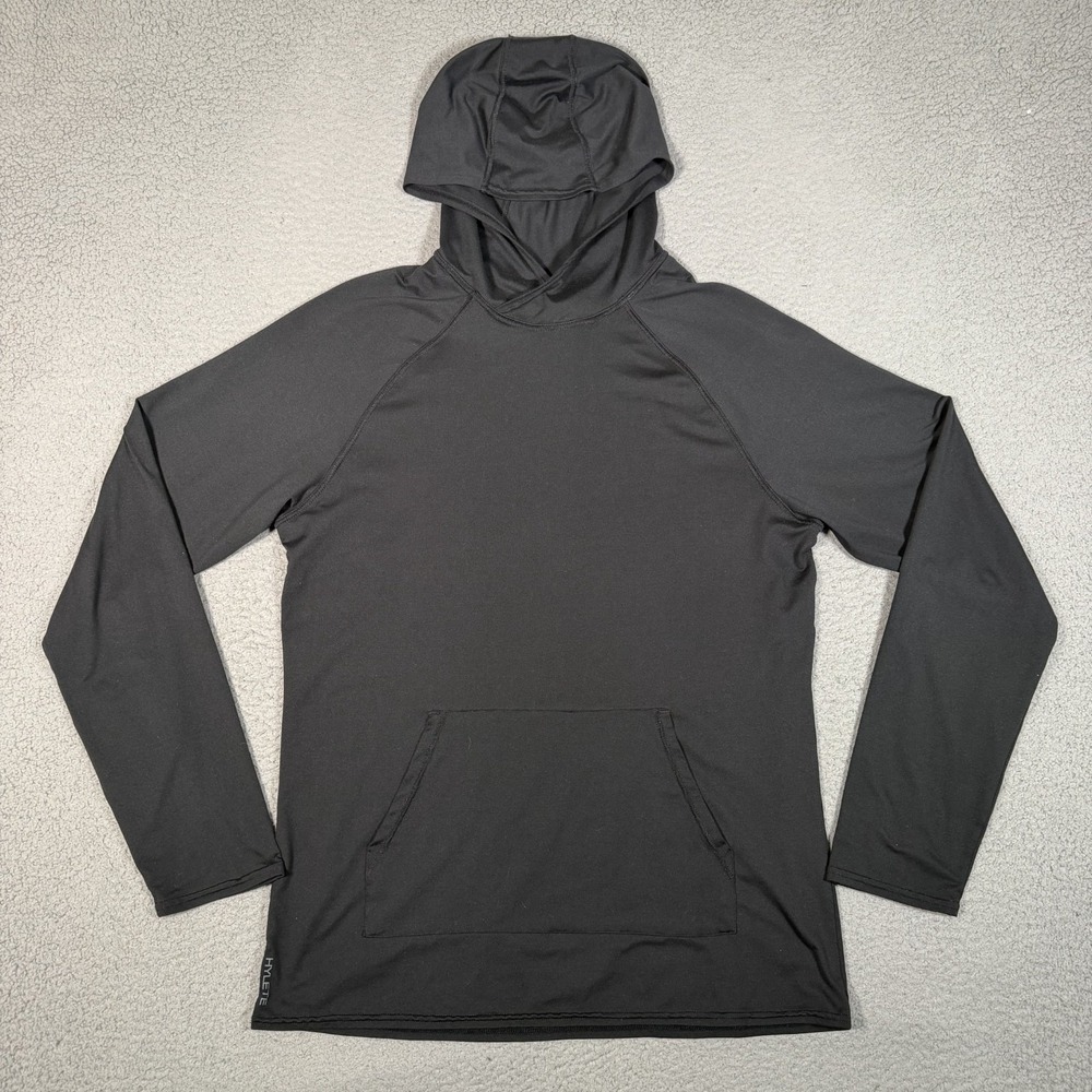 Hylete Hooded Shirt Mens Large Black Performance Athletic Lightweight Stretch